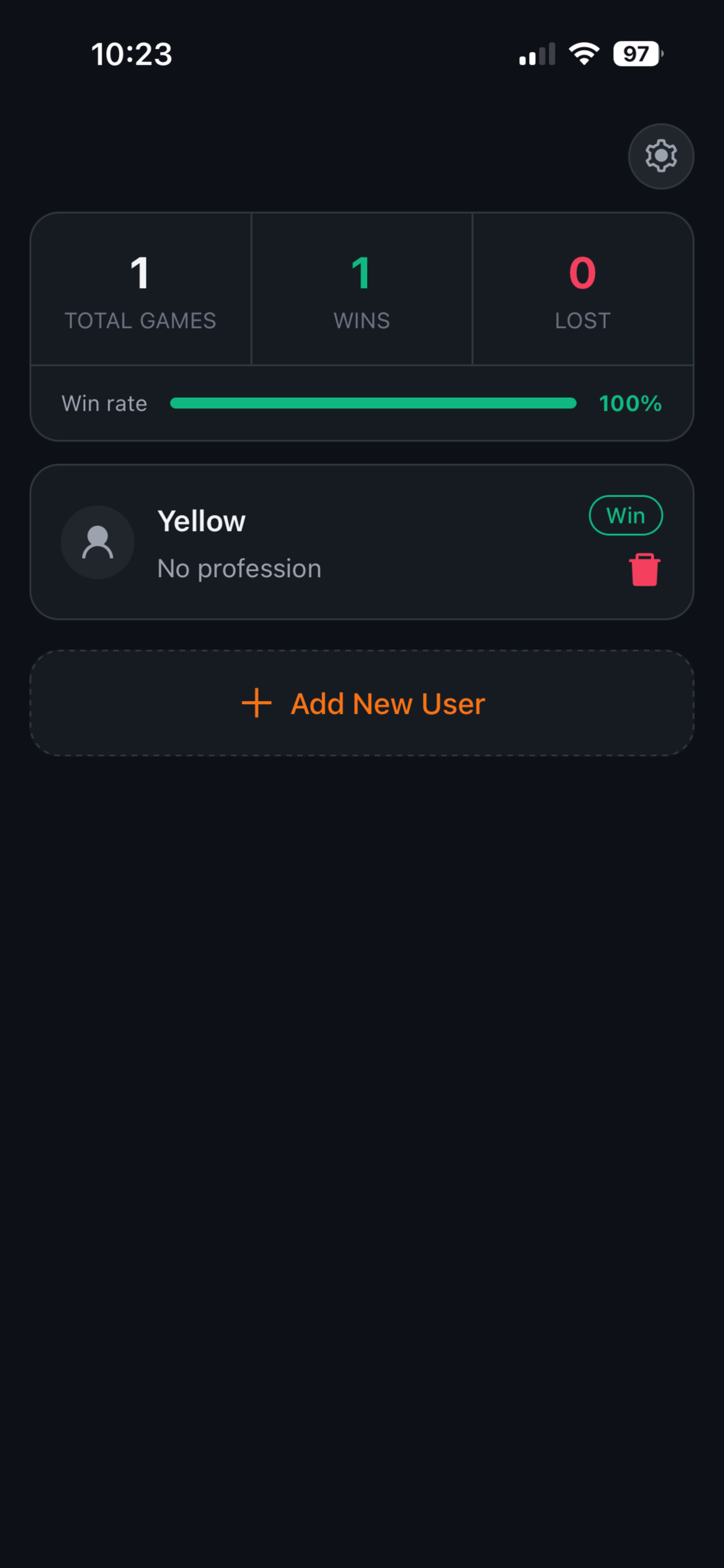 Cashflow Helper player list showing win rate and game stats